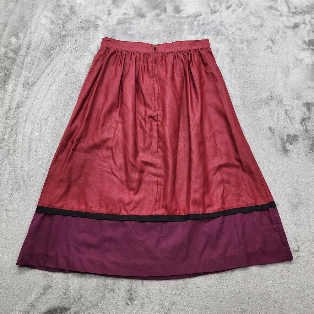 Vintage 70s W.C.C. West Coast Connection Skirt Women 9/10 Red Purple Embroidered - Picture 3 of 9